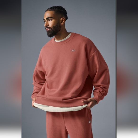Alo Yoga Accolade Crew Neck Pullover Sweatshirt Soft Terracotta/ M - Picture 16 of 16
